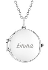 elegant round shaped photo locket sterling silver girls necklace